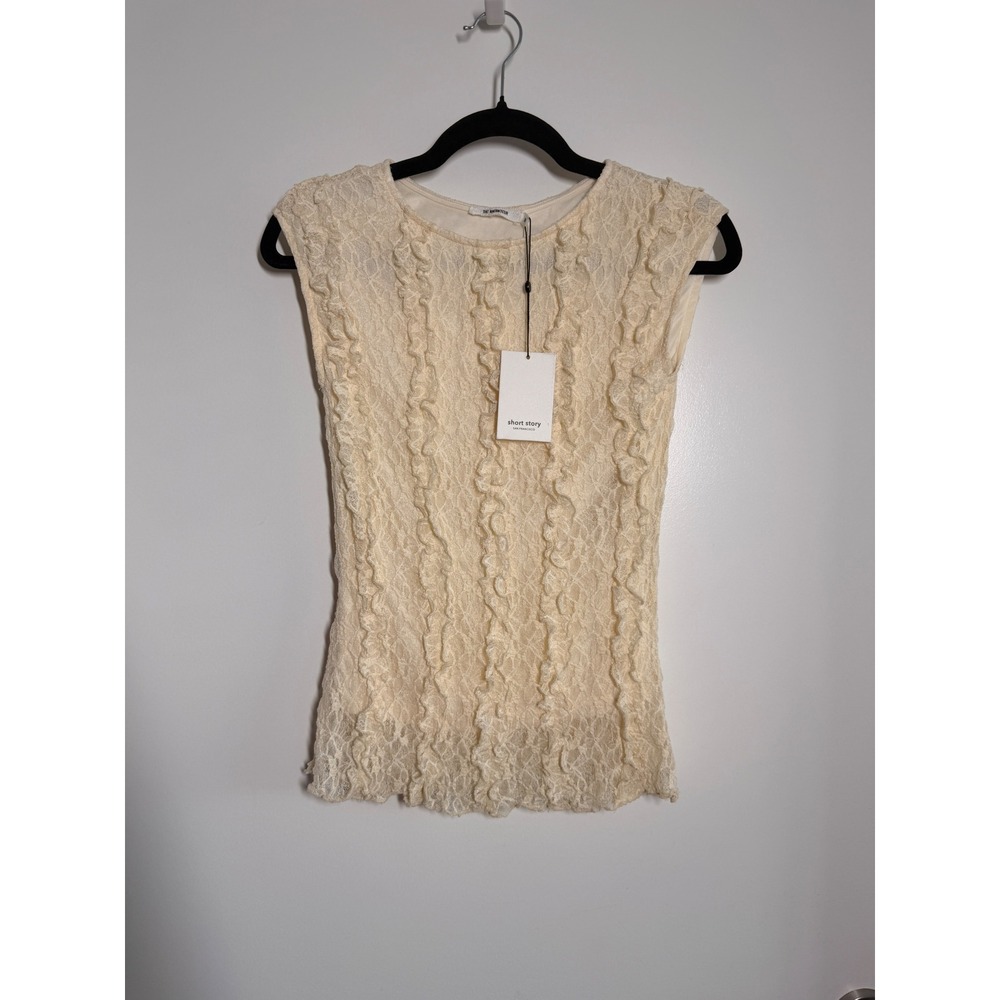 The Raconteur sleeveless lace Women Blouse SP Cream lined feminine textured Y2K
